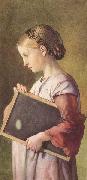 Charles west cope RA Girl holding a Slate (mk46) Spain oil painting artist
